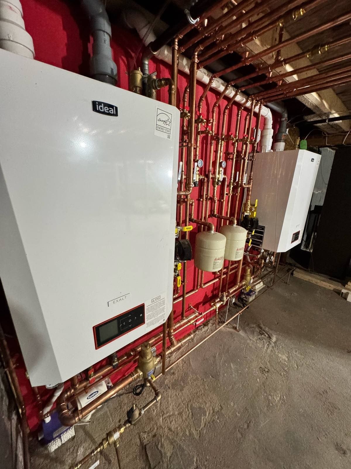 Wall-hung boiler, basement install — Precision Plumbing Solutions